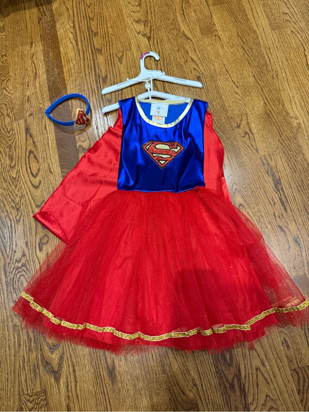 DC Red & Blue Supergirl Tutu Dress with Cape. Size medium